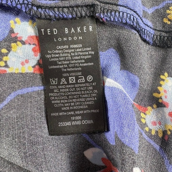 Ted Baker Ooma Floral Top US 10 Open Back Tie Neck Going Out Preppy Contemporary - Picture 7 of 7